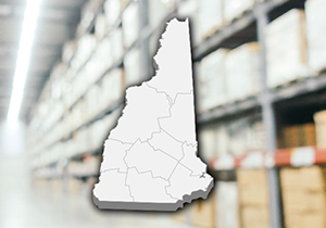 image of the state of New Hampshire on top of a warehouse background
