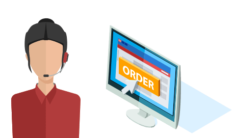 illustration an customer service worker processing an order