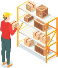 Illustration of employee stocking shelf