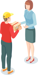 illustration of a delivery driver giving a customer their package