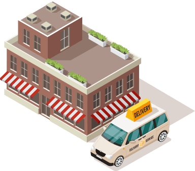 Illustration of a delivery van at a small business